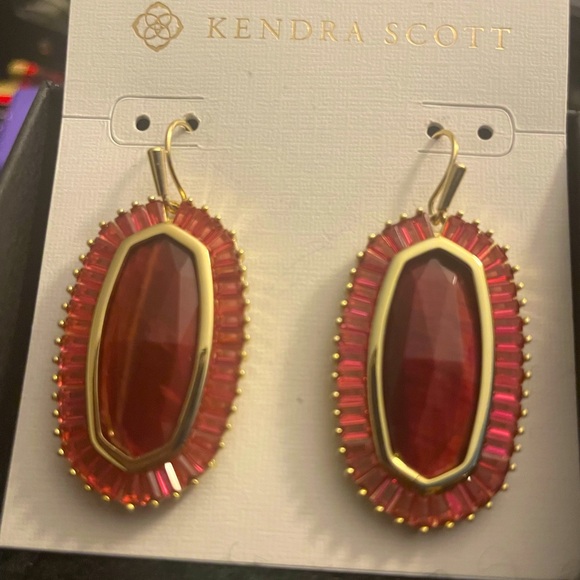 Kendra Scott Gold Burgundy Earrings - Picture 4 of 4